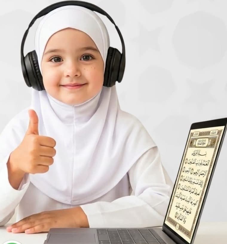 Smiling child with headphones giving a thumbs up
